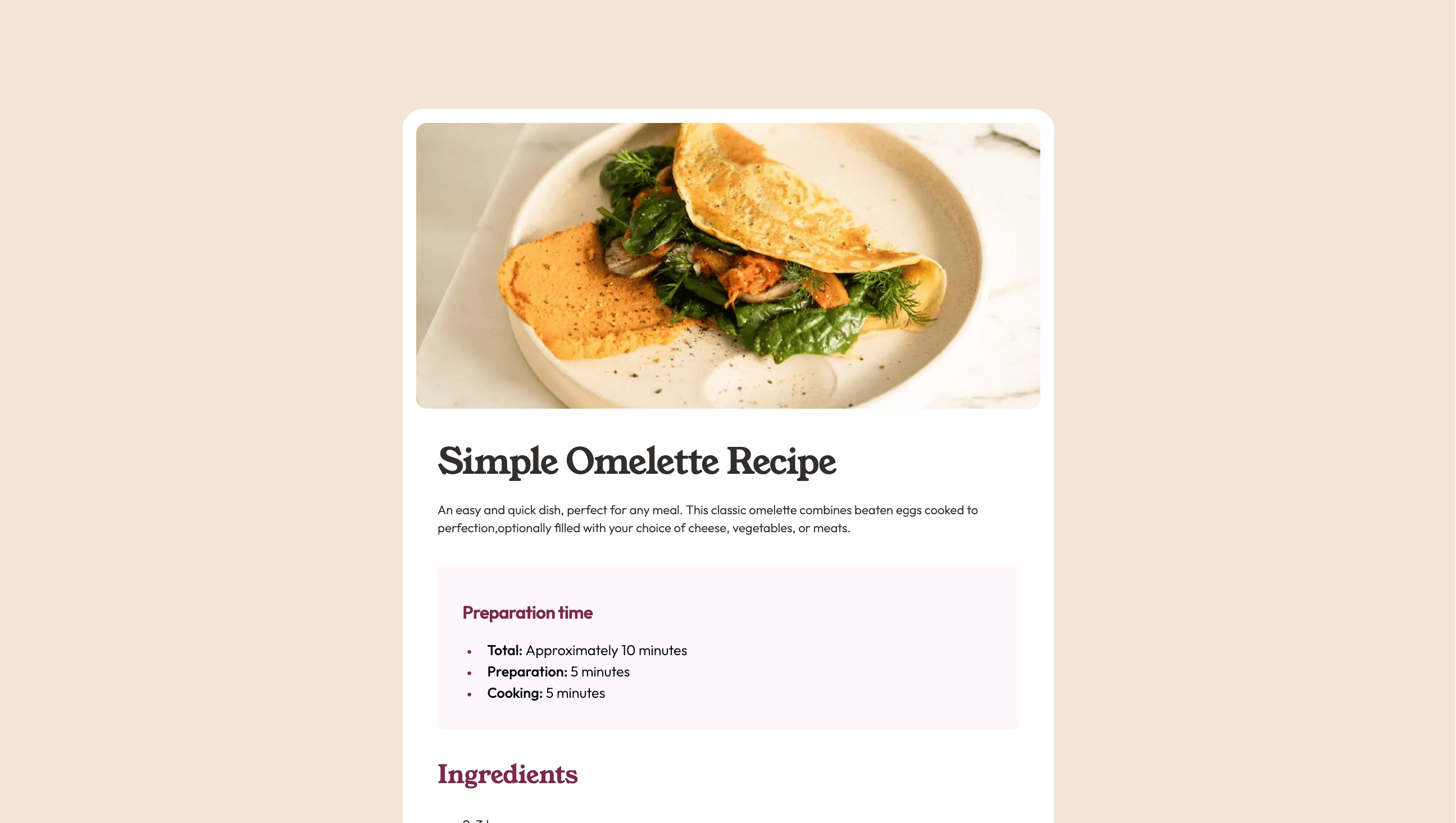 Recipe Page